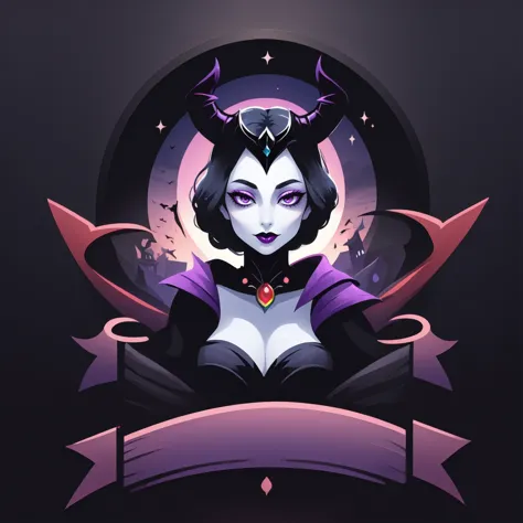 a cartoon image of a woman dressed as a vampire with horns