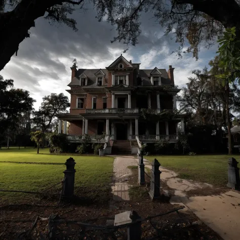 A haunted mansion with ghosts and bats <lora:RealisticPhotography:1>, (good composition), (in frame), centered, 8k, 4k, detailed, attractive, beautiful, impressive, photorealistic, realistic, cinematic composition, volumetric lighting, high-resolution, vivid, detailed, stunning, professional, lifelike, crisp, flawless, DSLR, 4k, 8k, 16k, 1024, 2048, 4096, detailed, sharp, best quality, high quality, highres, absurdres