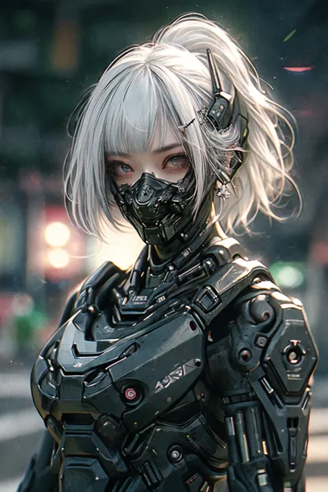 arafed woman in a futuristic suit with a mask on