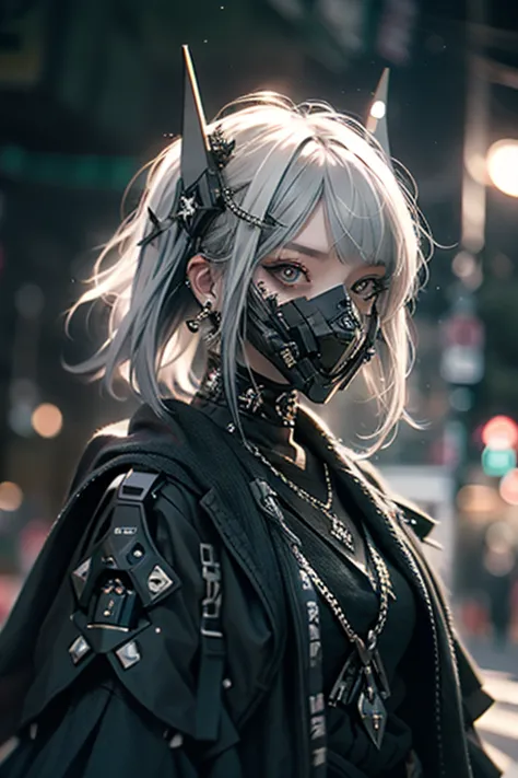 a close up of a person wearing a mask and a jacket