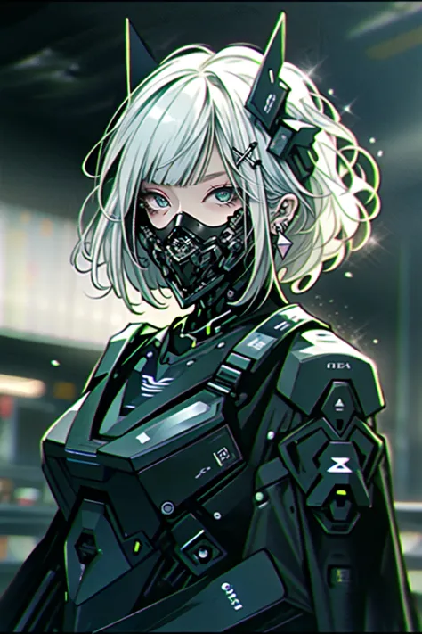 anime girl with a futuristic mask and a gun