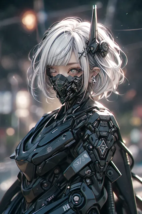 a close up of a person in a futuristic suit with a sword