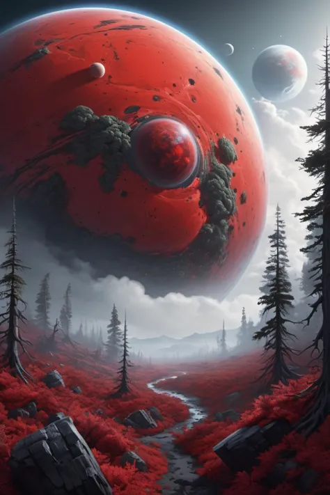 hyper detailed masterpiece, dynamic realistic digital art, awesome quality,repressive orbit
,translation undergrowth
,wonderous red giant
 fog,cognitive dissonance