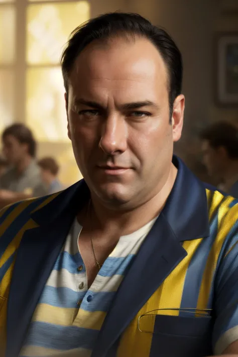 portrait photo of tns man,(blue and yellow striped shirt), highly detailed, digital painting, artstation, concept art, sharp focus, cinematic lighting, illustration, art by artgerm and greg rutkowski, alphonse mucha, cgsociety, <lyco:TonyS-RealVision-V1.0:1.0>