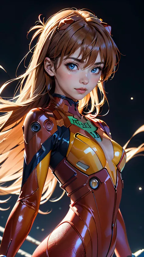 (best quality, masterpiece, colorful, highest detailed) upper body photo, fashion photography of cute (Asuka Langley), in high d...