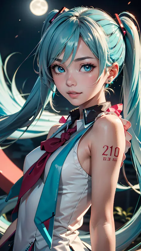 (best quality, masterpiece, colorful, highest detailed) upper body photo, fashion photography of cute (Hatsune Miku), very long ...