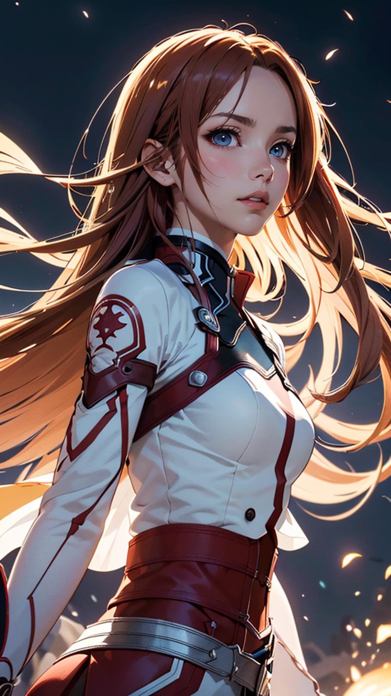 Anime girl with long brown hair and a white shirt - SeaArt AI