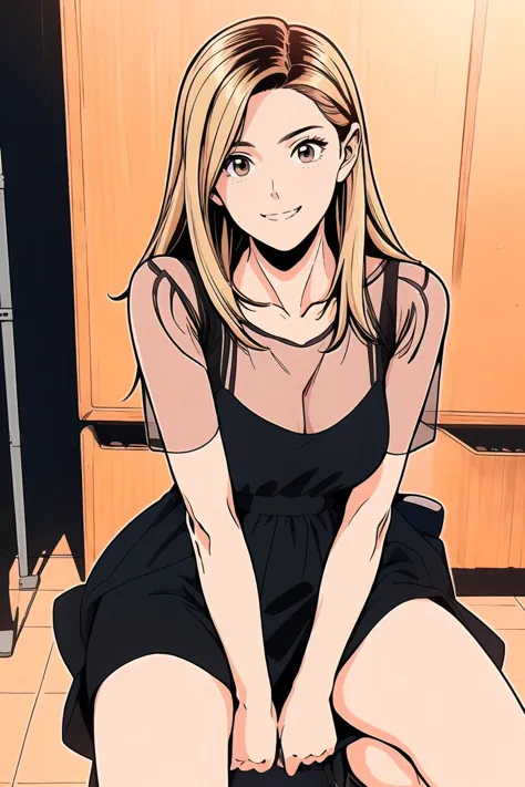 anime girl sitting on the floor with her legs crossed