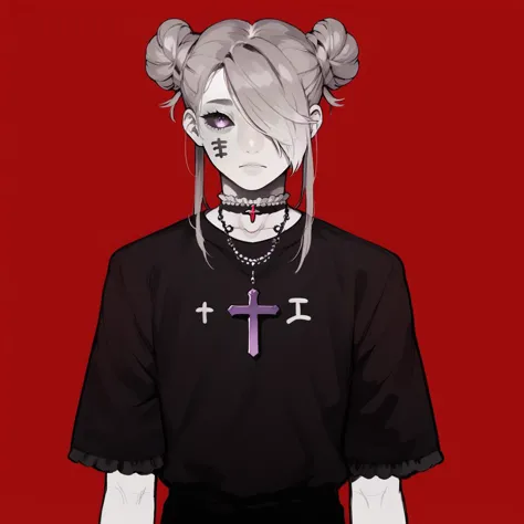 a drawing of a girl with a cross on her chest