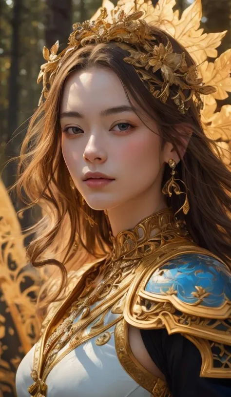 a masterpiece ultrarealistic ultradetailed portrait of a beautiful girl in incredible goledn armor. baroque renaissance. in fore...