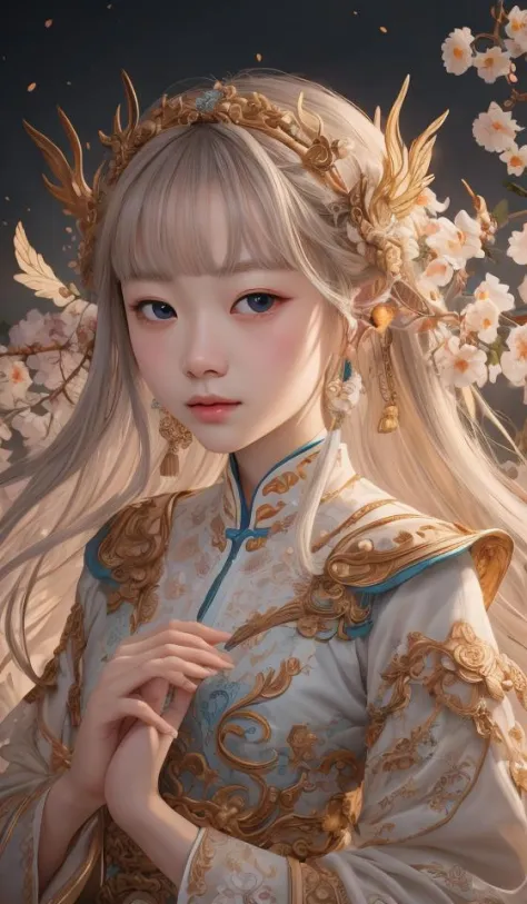 guofeng,illustration,1girl,best quality,highly detailed,best quality,masterpiece,an extremely delicate and beautiful,extremely d...