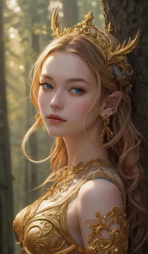 a masterpiece ultrarealistic ultradetailed portrait of a beautiful girl in incredible goledn armor. baroque renaissance. in fore...