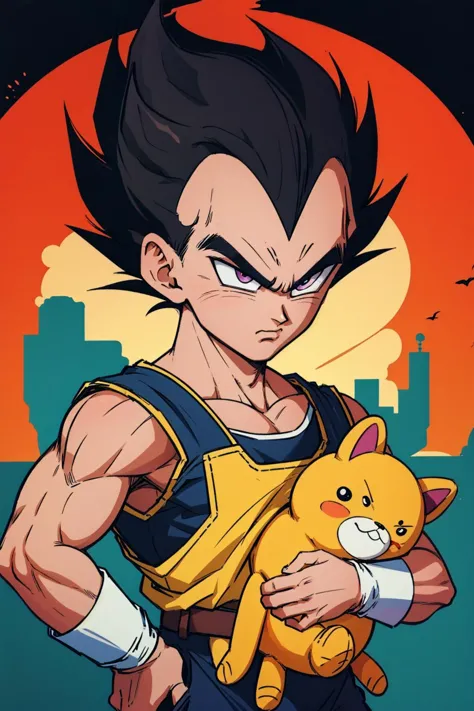 (best quality:1.1),original,1boy,<lora:dbz_vegeta:1>,vegeta,stuffed animal,(cute:1.1),(chibi:1.1)