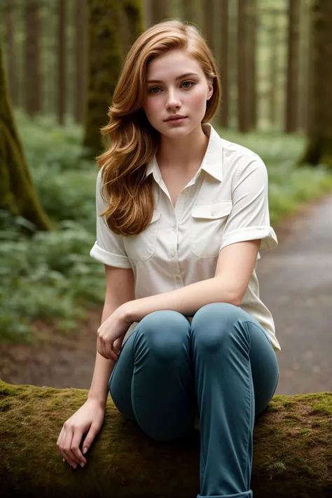 European woman, closeup, (shirt), pants, (Olympic national park), (), ZM_nathalie , wide shoulders, perfect face, (contact iris: 1.1), pale skin, skin pores , depth of field