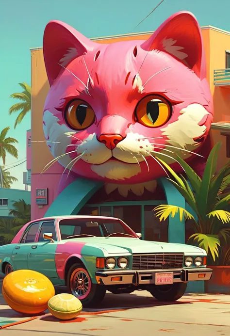 "Grand Theft Auto: Vice City Stories" (the videogame) style.
Portrait of "Kawaii-Kitty-Claw" (from Grand Theft Auto Five). 
In  ...