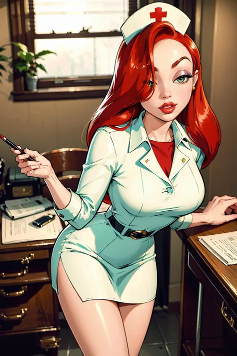 a close up of a cartoon of a woman in a nurse uniform