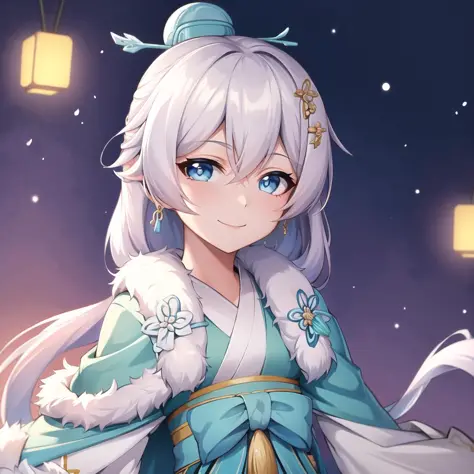 (masterpiece:1.2), (best quality:1.3), starlit_astrologos, 1girl, chinese_clothes, night_sky, night, sky, smile, lantern, long_sleeves,  <lora:starlit_astrologos_v7-000019:1>