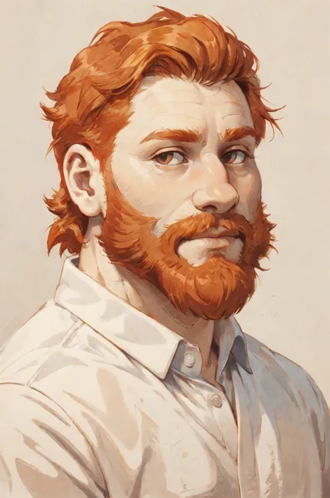 a painting of a man with a beard and a white shirt