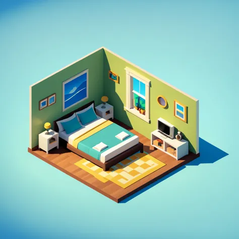 a cartoon bedroom with a bed