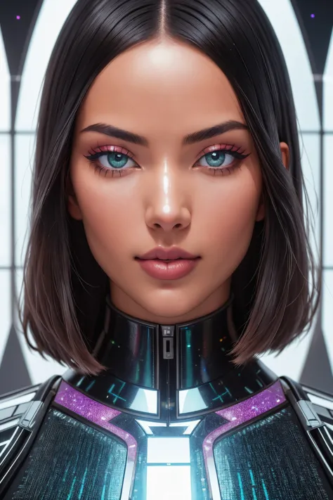 a woman in a futuristic suit with a futuristic look