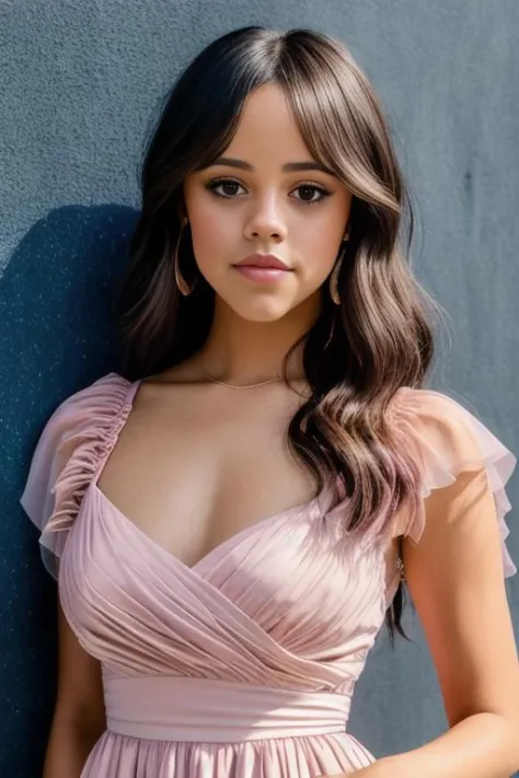 JennaOrtega Masterpiece, high quality, 4K, beautiful design, shiny, from the front, award winning photo, extremely detailed, amazing, fine detail, absurdres, highly detailed, extremely detailed eyes and face, by lee jeffries nikon d850 film stock photograp...