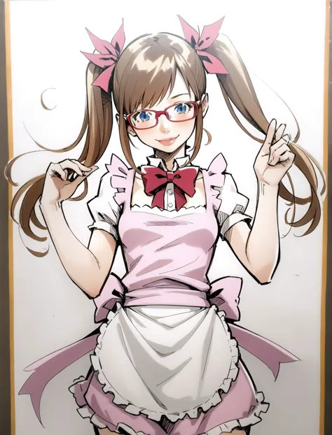 anime character of a woman with glasses and a bow tie