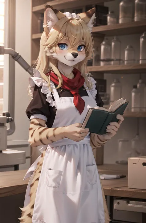 solo,masterpiece, 8k,best quality ,furry girl,8k,hdr,hires,high detail fur,
laboratory,servalcat,holding_book
perfect anatomy,bl...