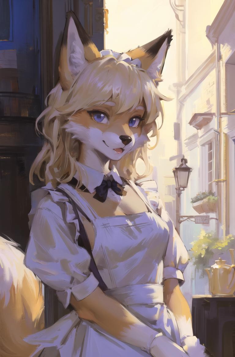 Anime girl with a cat mask and a dress - SeaArt AI