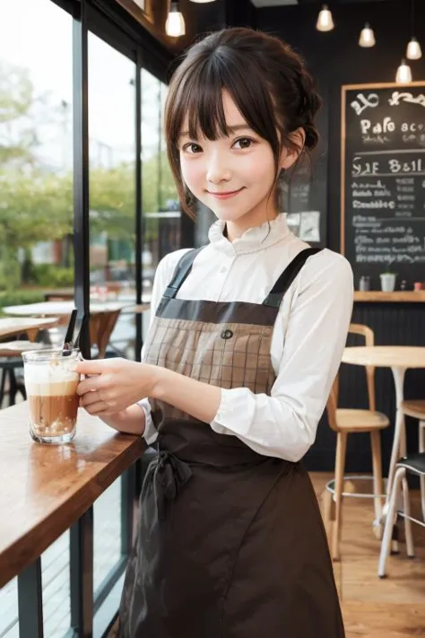 1 girl, solo, cute,detailed cafe,