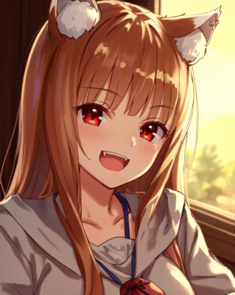 a close up of a girl with long hair and a cat ear