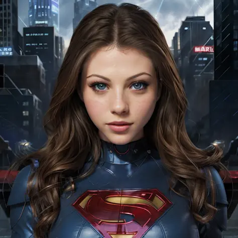 michelle trachtenberg, (as a Marvel superhero), supergirl, erotic photorealistic picture, (highly detailed infographic), perfect...