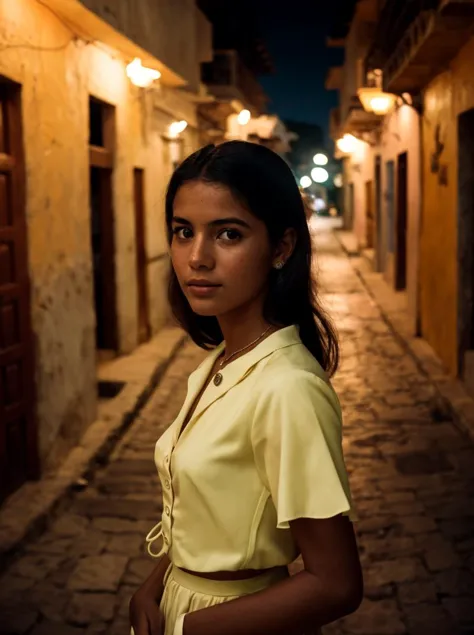 (found footage:1.3) | intelligent | she  | 1960s \(style\in cartagena in 1960\)  | Colombian/highres girl | (shallow depth of field:0.5), cinestill 800, tungsten, Long exposure photo, (LUT:1.2) |  (Magazine cover formatting:0.5), cinematic light, dramatic atmosphere,