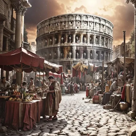 arafed image of a roman market with a collage of people