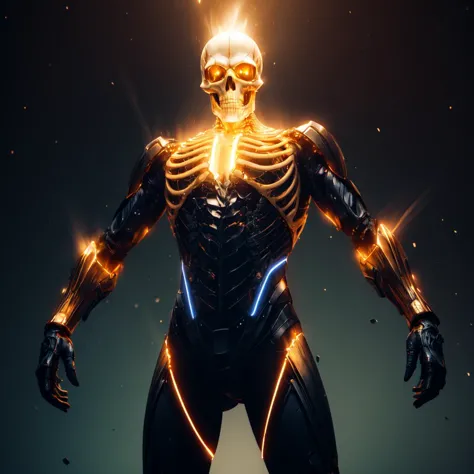 ,skeleton man wearing (business suit:1.3), golden skull, gold,space background,(business suit:1.3), gold,shiny,<lora:clothing_explosion_lora01:1> ,tron clothes, official art,finely detail, Depth of field,(((masterpiece))),((extremely detailed CG unity 8k wallpaper)),best quality, high resolution illustration,Amazing,highres,intricate detail,(best illumination, best shadow, an extremely delicate and beautiful),, Cinematic Lighting,,dark, (underlighting:1.2), <lora:SLS:1.0>,, <lora:add_detail:1>