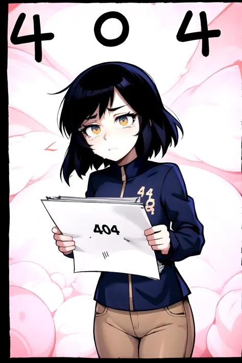 a cartoon picture of a girl holding a piece of paper