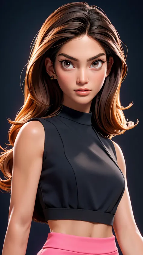 ((Masterpiece, best quality,edgQuality))
tanned brunette,edgPR_woman,edgPR_face,edgPR_body, a woman in a black top and pink mini skirt,
(RAW photo:1.2), (photorealistic:1.4), (masterpiece:1.4), (best quality:1.4), ultra high res, ((detailed facial features)), HDR, 8k resolution, upper body, \(nikke\), (masterpiece:1.4), (best quality:1.4), (shiny skin), 