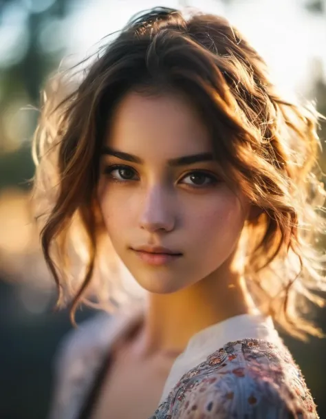 a close up of a woman with a short hair and a dress