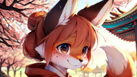 anime girl with a fox ears and a red coat