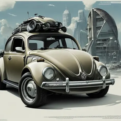 A Volkswagen beetle, extremely detailed, Artstation, by Greg Rutkowski, by Yoshitaka Amano