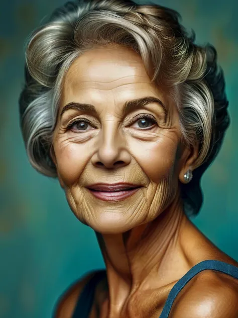 masterpiece, intricate detail, 8K, HDR, 

She was once a Playboy model. Now she is 75yo but her face is youthful and beautiful, ...