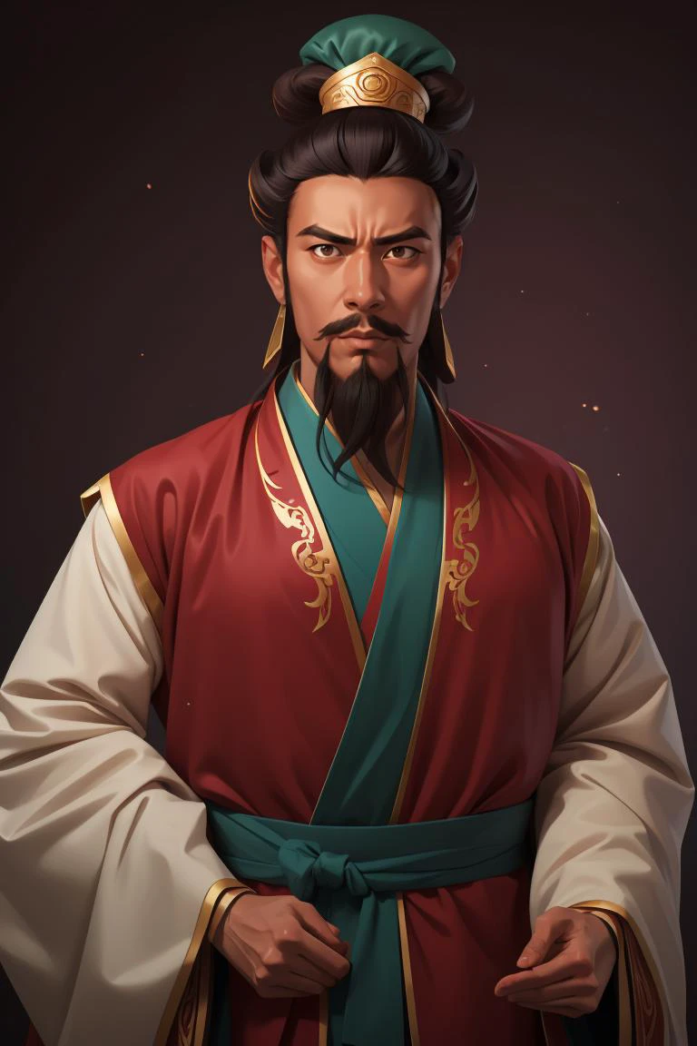 (4k, best quality, highres:1.1),(masterpiece:1.1),man,Chinese male,detailed eyes,looking at viewer,(Chen Daoming:1.6),facial_hair,hanfu,1boy,beard,male_focus,mustache,chinese_clothes,old,solo,old_man,wide_sleeves,own_hands_together,long_sleeves,topknot,robe,looking_at_viewer,wrinkled_skin,