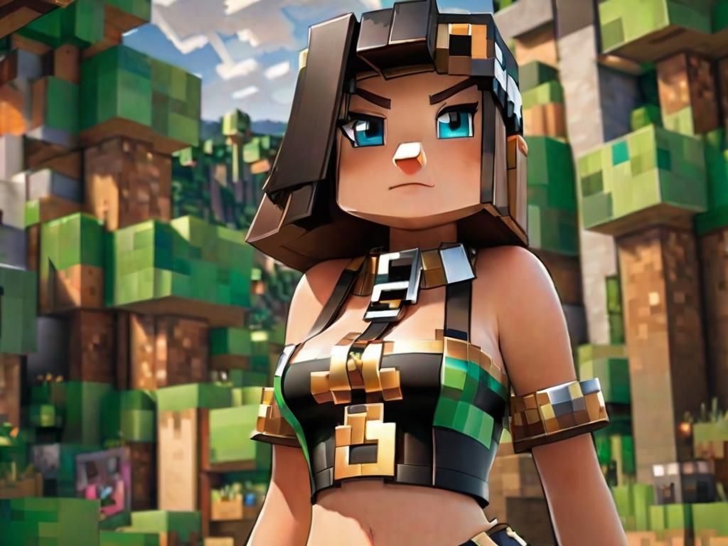 A woman in a bikini and a minecraft outfit - SeaArt AI