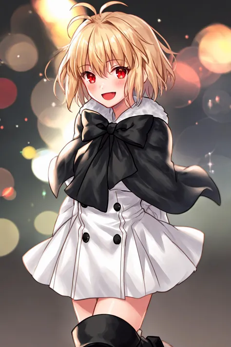 anime girl in a white dress and black bow tie