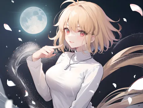 anime girl with long hair and white shirt holding a knife