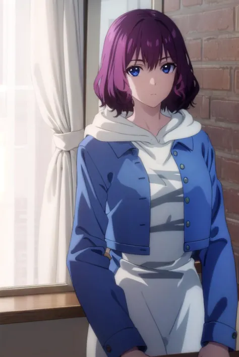 tangrou, <lyco:tangrou-lyco-nochekaiser:1>,
tang rou, short hair, (purple eyes:1.1), purple hair,
BREAK jacket, hood, hoodie, blue jacket, dress,
BREAK indoors,
BREAK looking at viewer, (cowboy shot:1.5),
BREAK <lyco:GoodHands-beta2:1>, (masterpiece:1.2), best quality, high resolution, unity 8k wallpaper, (illustration:0.8), (beautiful detailed eyes:1.6), extremely detailed face, perfect lighting, extremely detailed CG, (perfect hands, perfect anatomy),