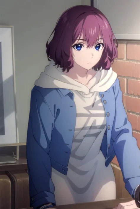 tangrou, <lyco:tangrou-lyco-nochekaiser:1>,
tang rou, short hair, (purple eyes:1.1), purple hair,
break jacket, hood, hoodie, bl...