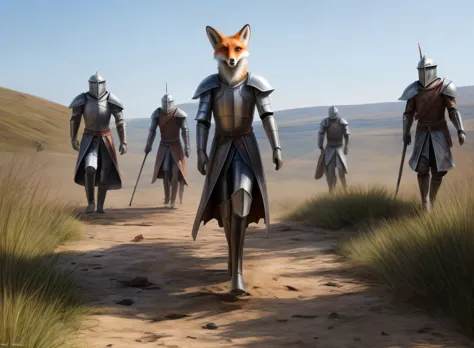 Real estate photography style,(digital artwork by Beksinski) a wounded lame anthro fox female knight walking across the battlefield,stepping over fallen comrades,Professional,inviting,well-lit,high-resolution,property-focused,commercial,highly detailed,thick furr,realsitic furr,<lora:more_details:0.5>,<lora:bloodvessel:0.3>,<lora:hairdetailer:0.8>,