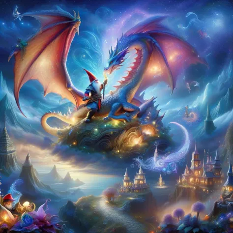 a close up of a dragon flying over a castle with a castle in the background