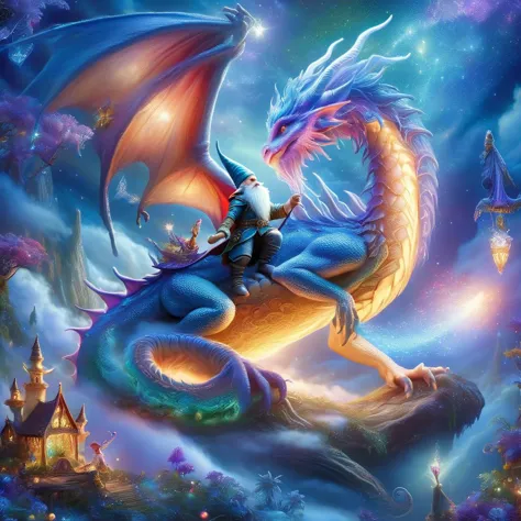 (best quality)++, (masterpiece)++, (detailed)+, elf on the shelf fighting a Dragon, (fantasy illustration)1.3, enchanting Dragon...