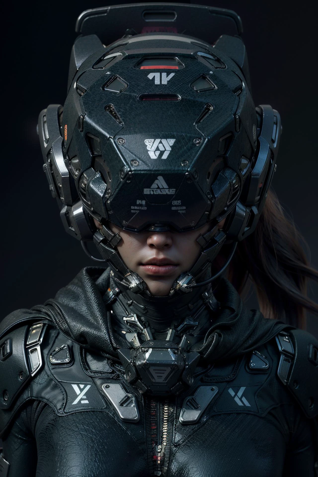 ((Best quality)), ((masterpiece)), (highly detailed:1.3), 3D,full body portrait,rfktr_technotrex, beautiful cyberpunk woman,(wearing head-mounted display that is chunky and hi-tech with neon lights:1.2),wearring a cape,computer hacking,computer terminals,soft glow from neon lights,micro-electronics,computer servers, LCD screens, fibre optic cables, corporate logos,vibrant colours,HDR (High Dynamic Range),Ray Tracing,NVIDIA RTX,Super-Resolution,Unreal 5,Subsurface scattering,PBR Texturing,Post-processing,Anisotropic Filtering,Depth-of-field,Maximum clarity and sharpness,Multi-layered textures,Albedo and Specular maps,Surface shading,Accurate simulation of light-material interaction,Perfect proportions,Octane Render,Two-tone lighting,Low ISO,White balance,Rule of thirds,Wide aperature,8K RAW,Efficient Sub-Pixel,sub-pixel convolution,luminescent particles,light scattering,Tyndall effect 